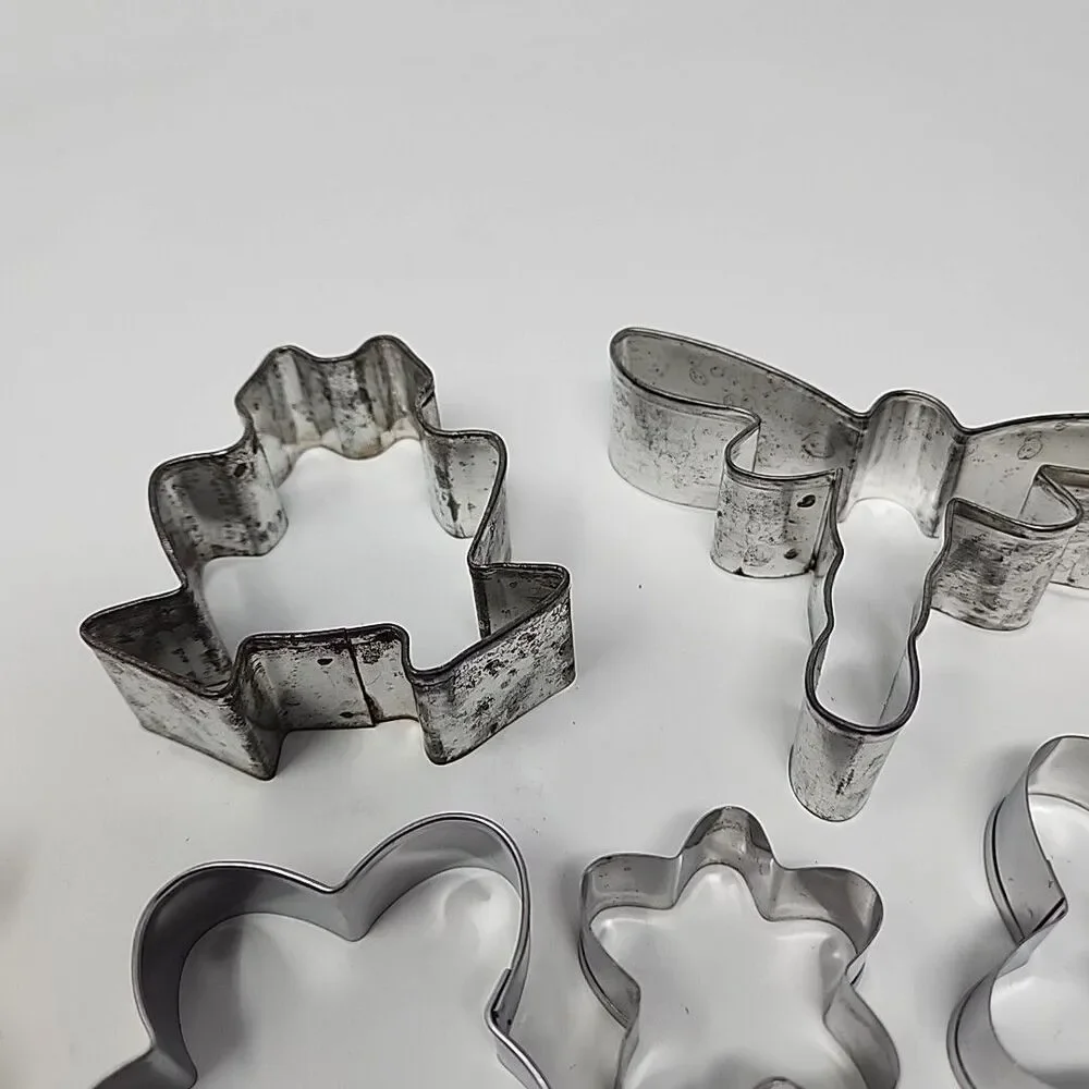 Vintage Metal Cookie Cutter Lot of 11 Spring Bunny Chick Flowers Frog Dragonfly